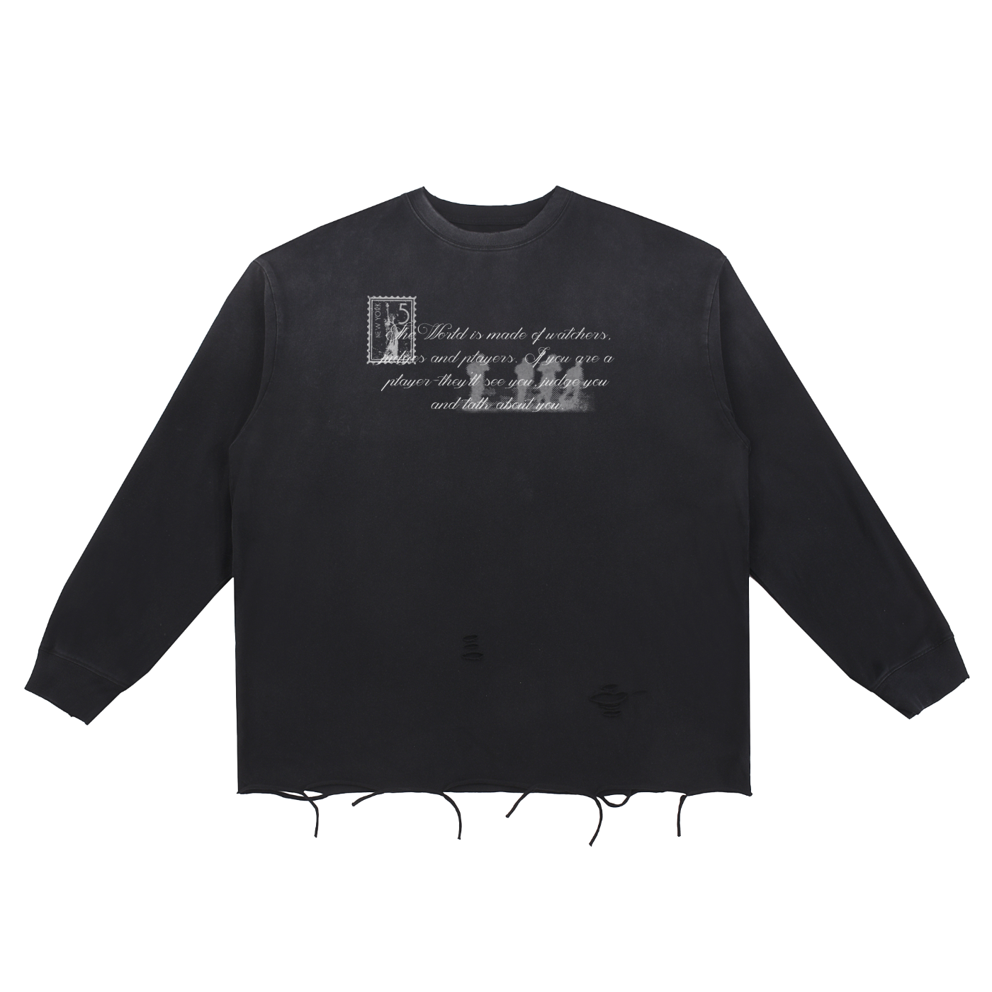 Snow Wash Raw Edge Cotton T-Shirt